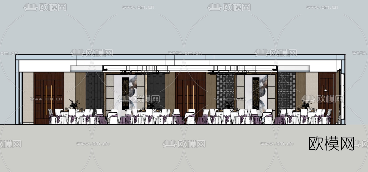 现代酒店宴会厅su模型下载（渲染图5）