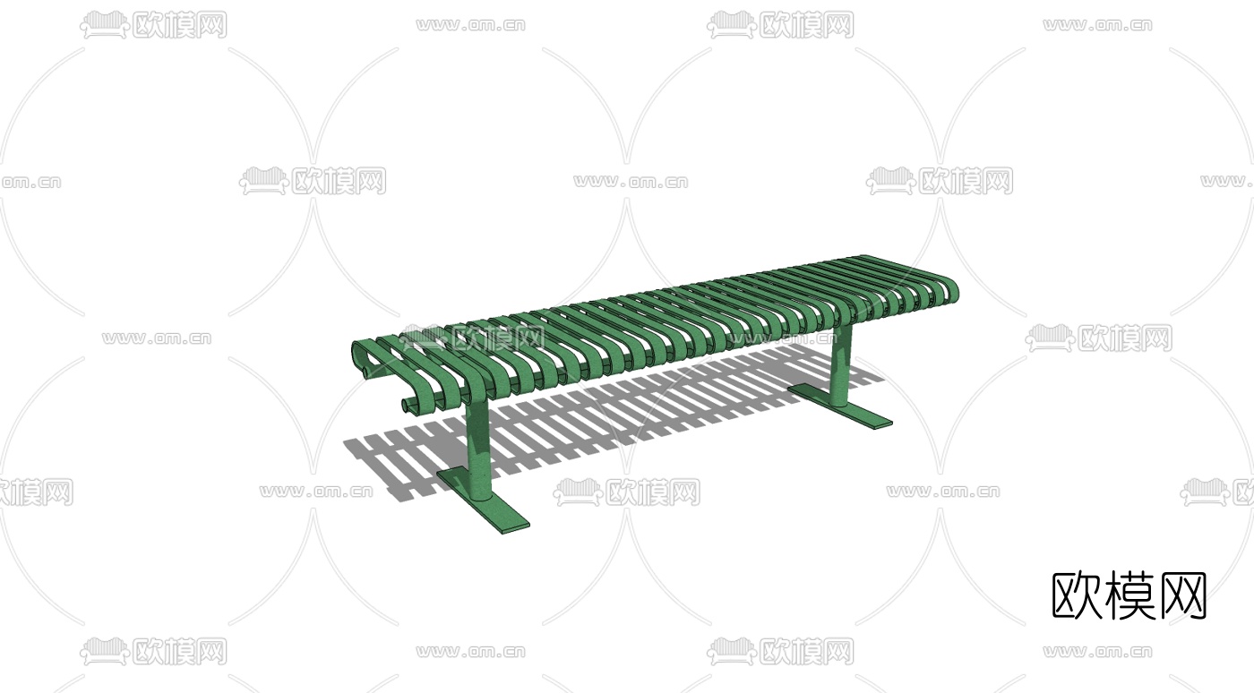 现代金属公用椅免费su模型下载（渲染图2）