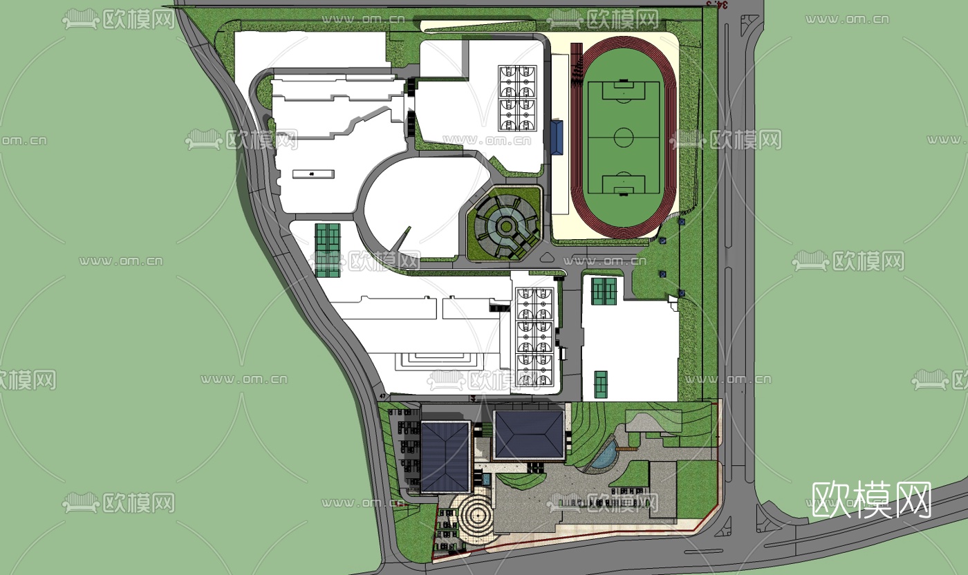 现代羽毛球馆su模型下载（渲染图4）