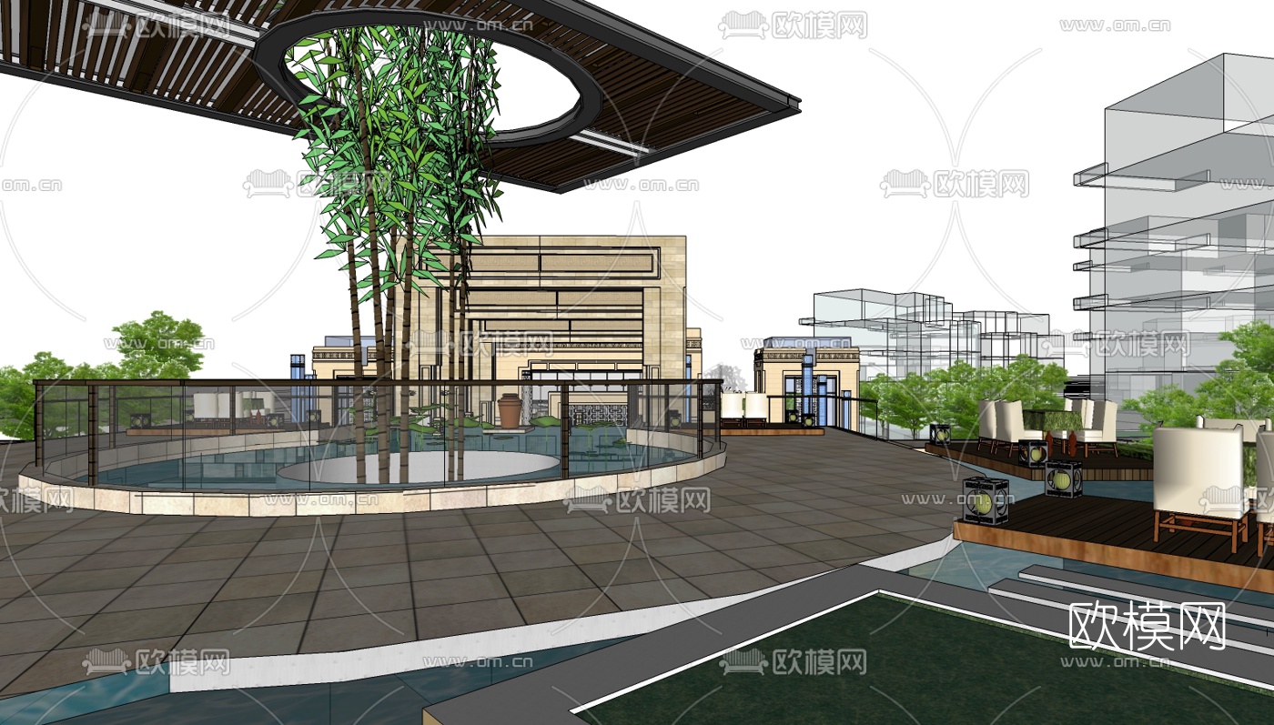 中式休闲会所su模型下载（渲染图4）
