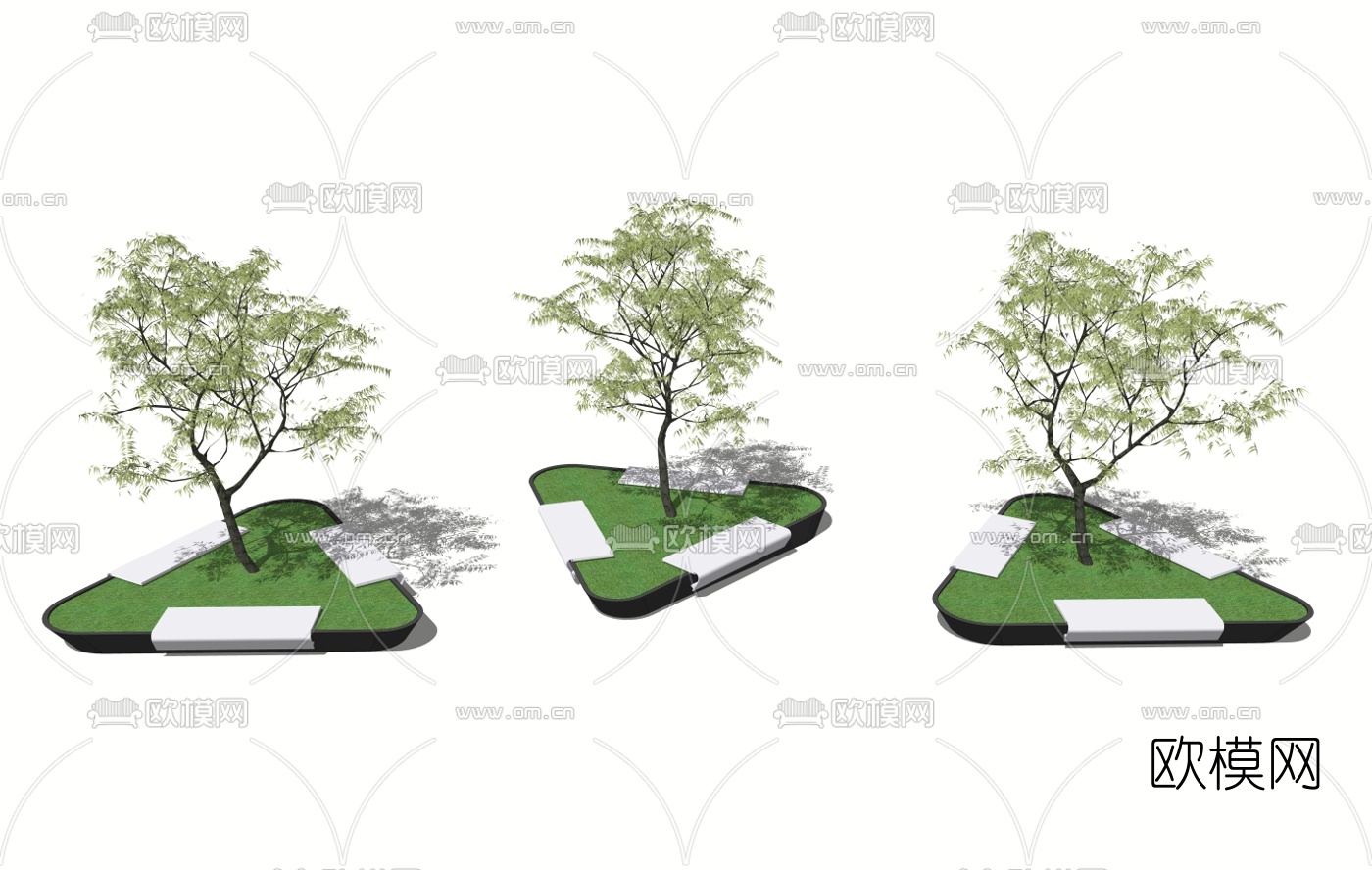 现代户外景观树池su模型下载