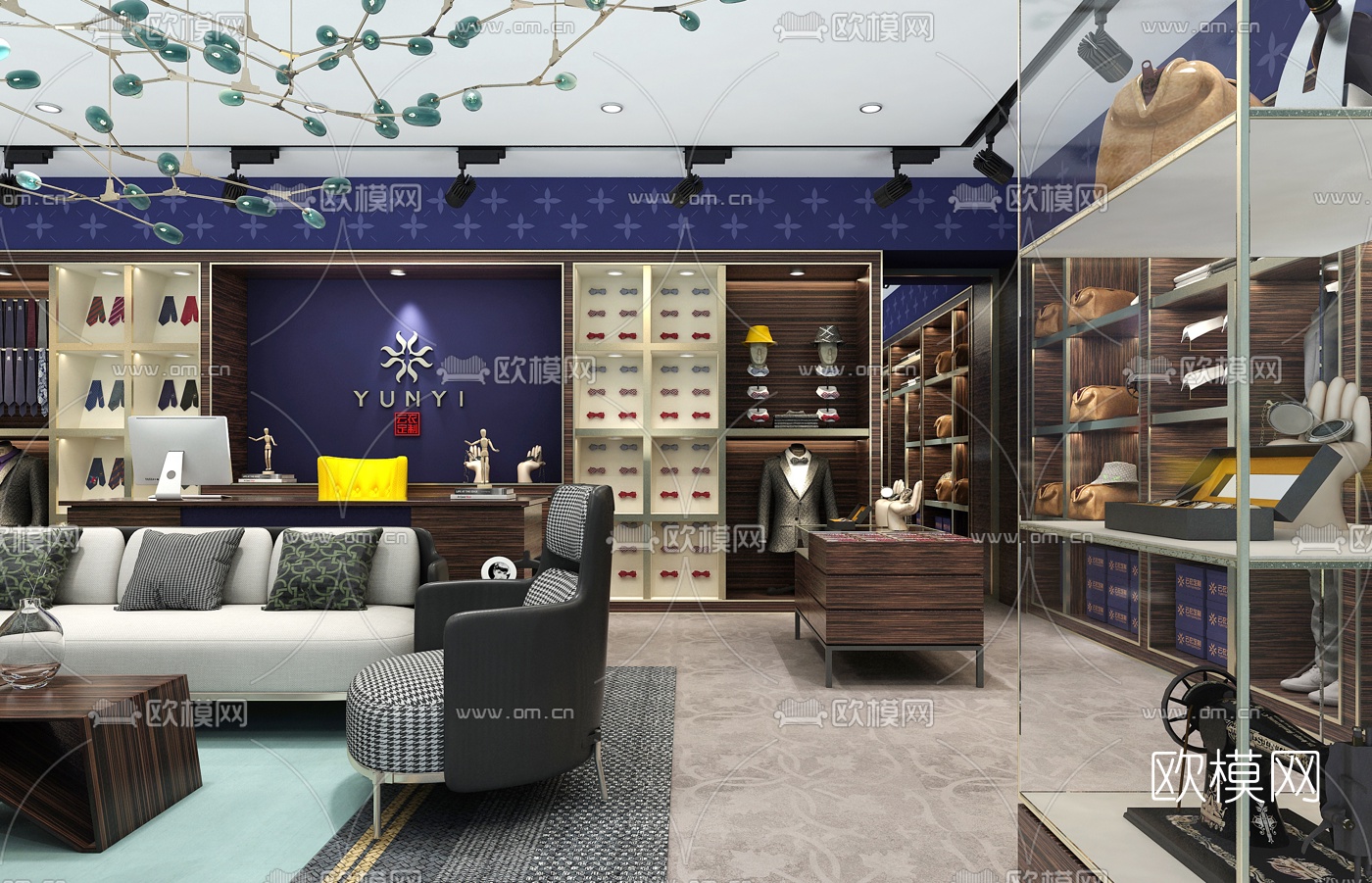 现代高级定制西装店3d模型