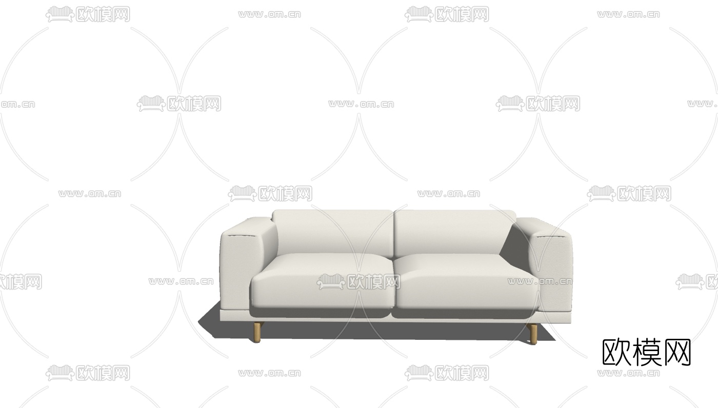 现代皮革双人沙发免费su模型下载（渲染图3）