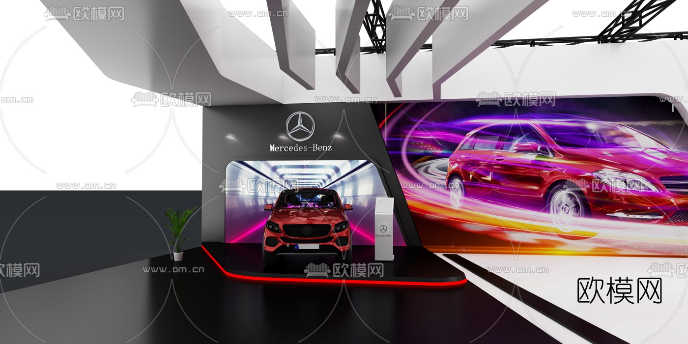 现代奔驰汽车展台展厅3d模型