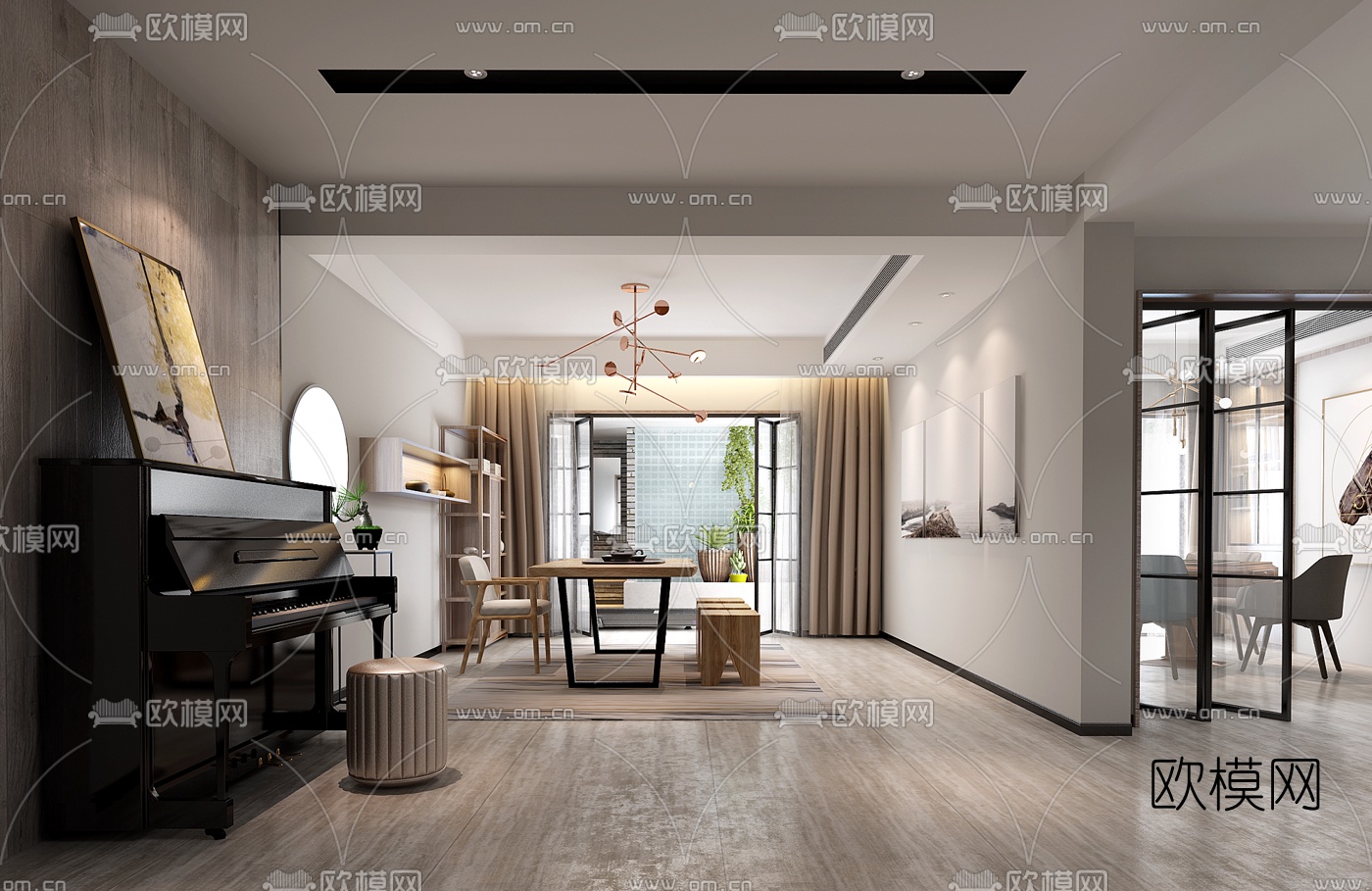 现代茶室餐厅3d模型