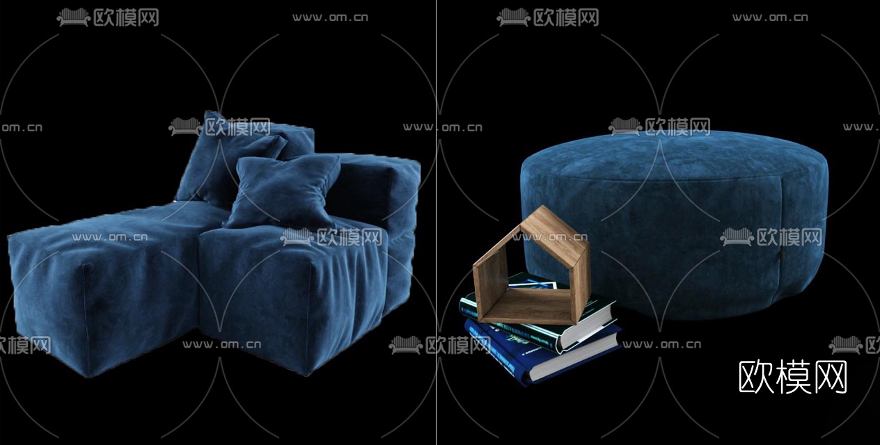 现代休闲沙发组合3d模型
