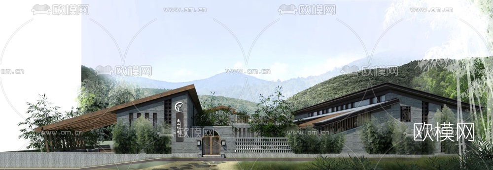 中式休闲别墅su模型