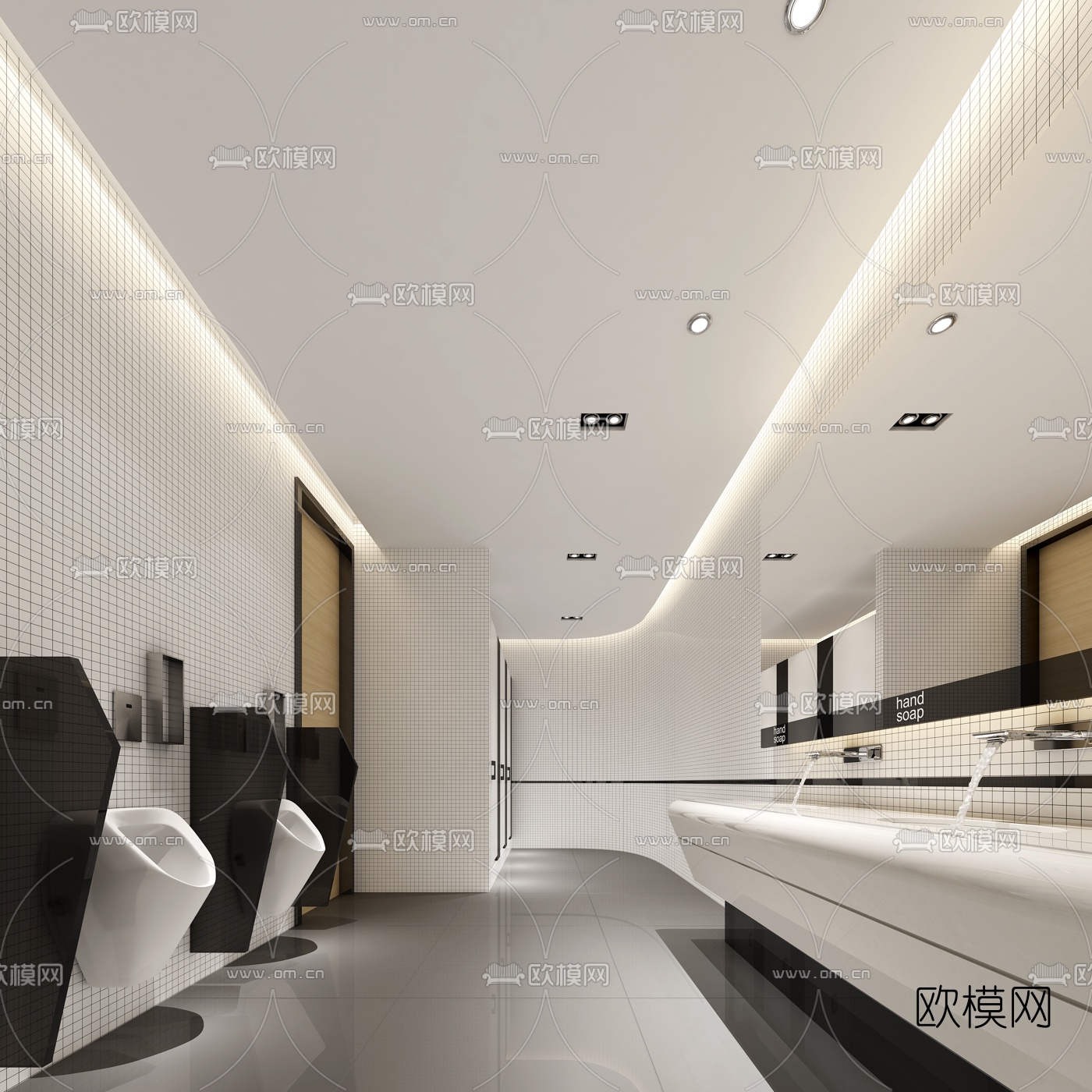 现代公共卫生间3D模型下载