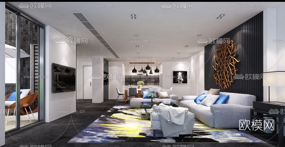 北欧客厅餐厅3D模型