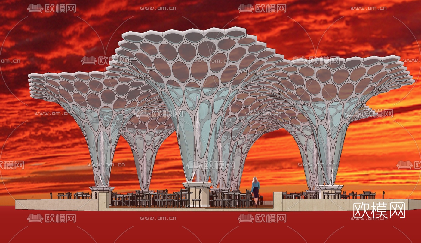 现代时尚亭子免费su模型下载