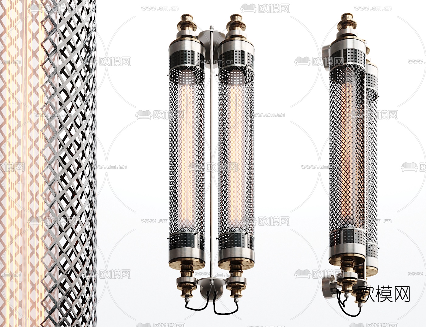 工业风灯管壁灯3d模型下载