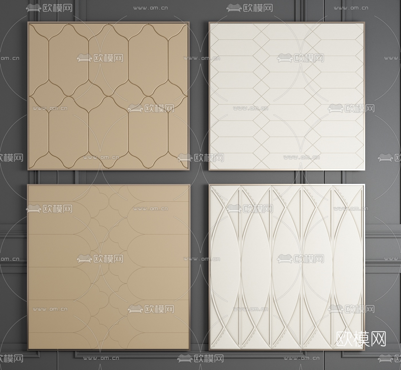 简欧背景软包硬包3d模型下载