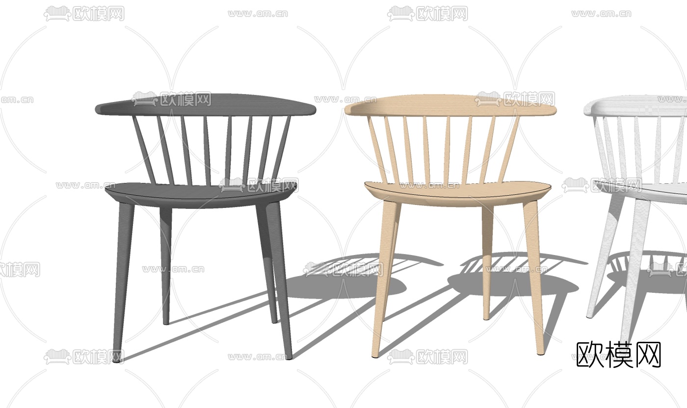 北欧单椅免费su模型下载（渲染图2）