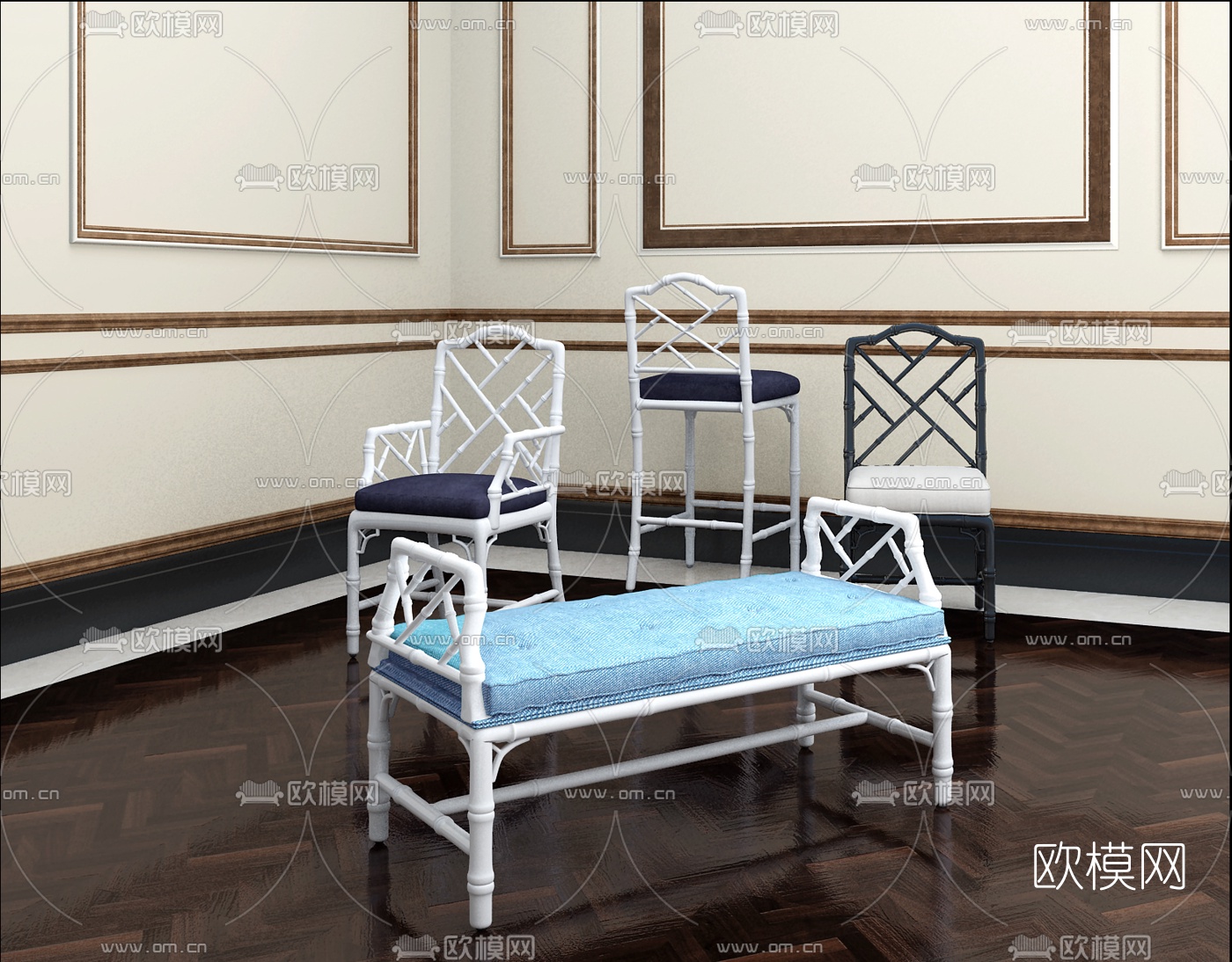 Jonathan Adler设计 新古典单椅组合3D模型