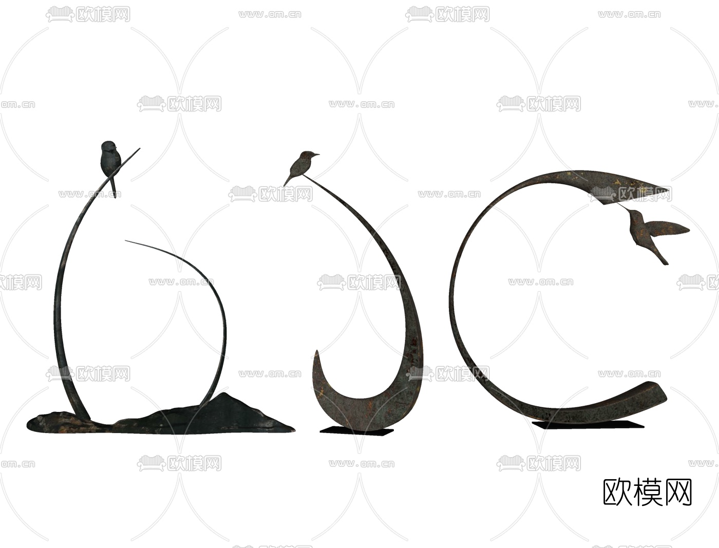 新中式青铜小鸟摆件su模型下载