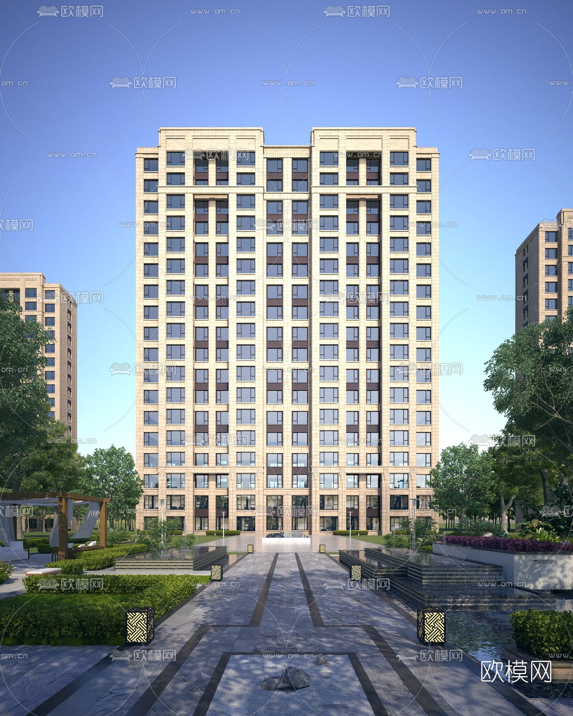 新中式商业住宅小区外观3d模型