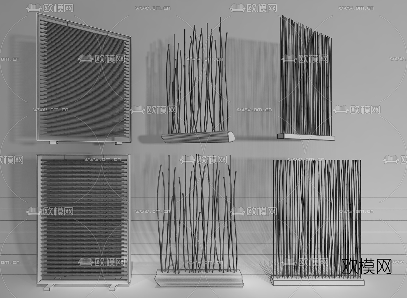 自然风竹子屏风隔断3d模型下载（渲染图2）