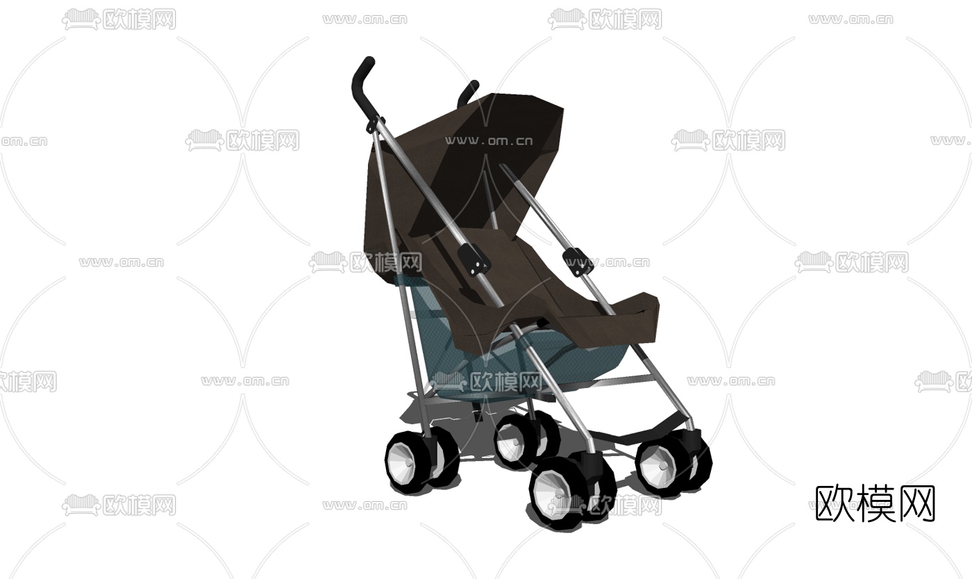 现代婴儿手推车免费su模型下载