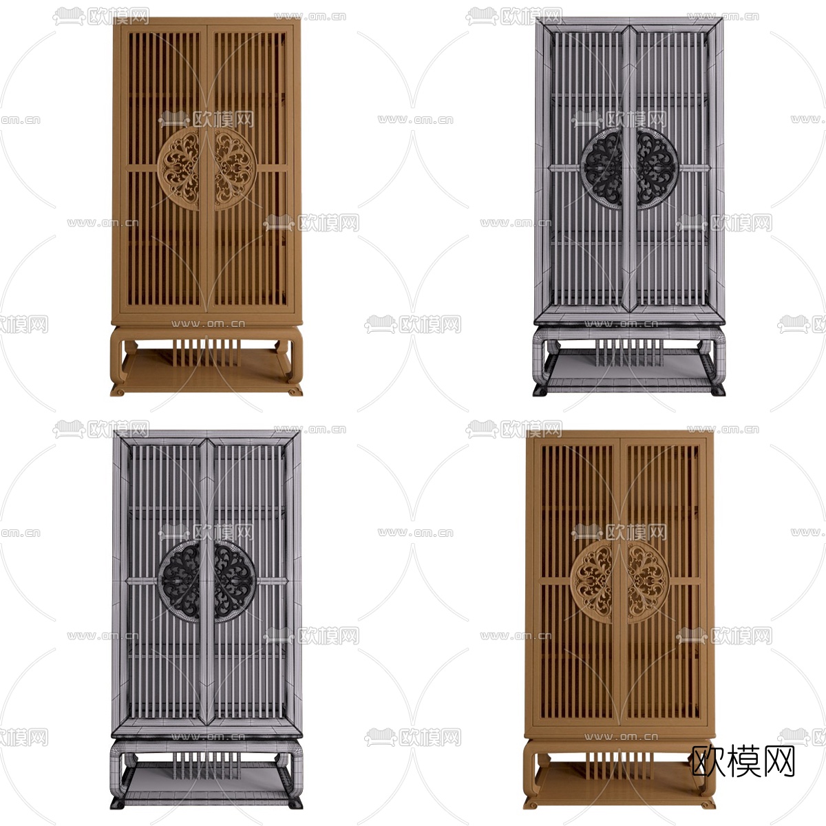 中式装饰柜3d模型下载