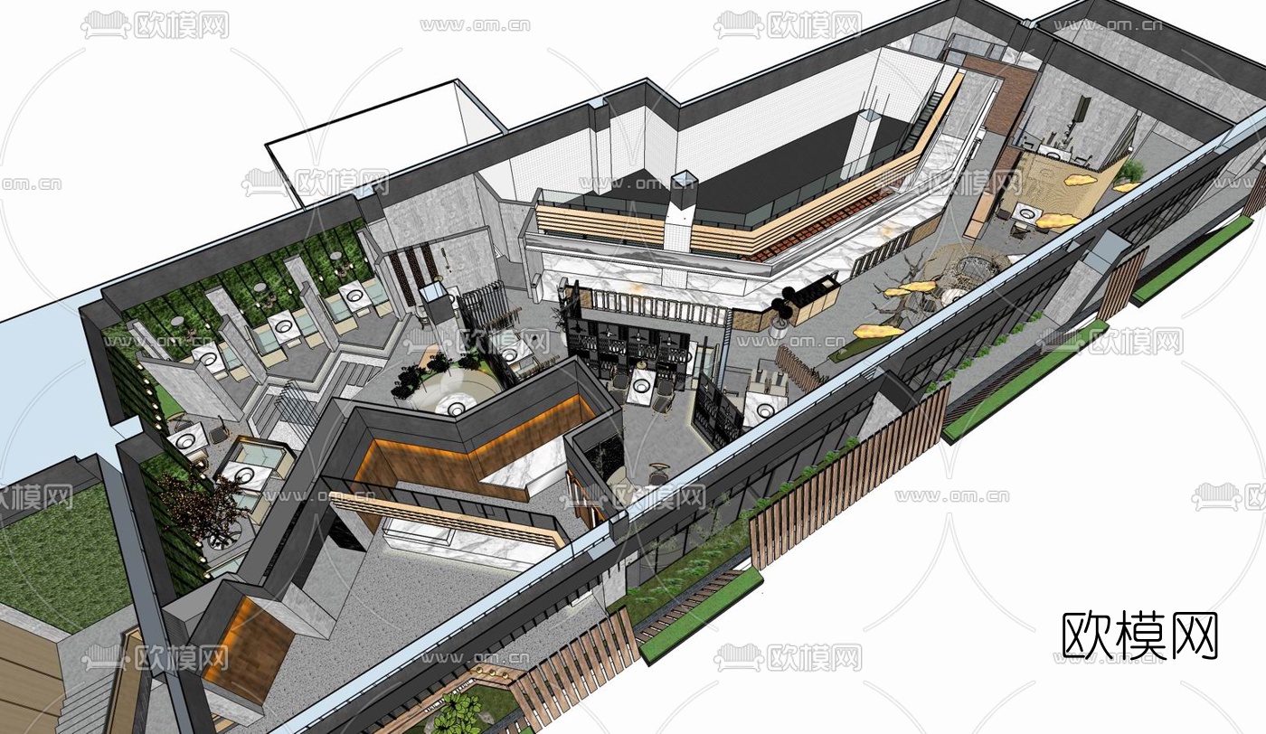 现代火锅店su模型