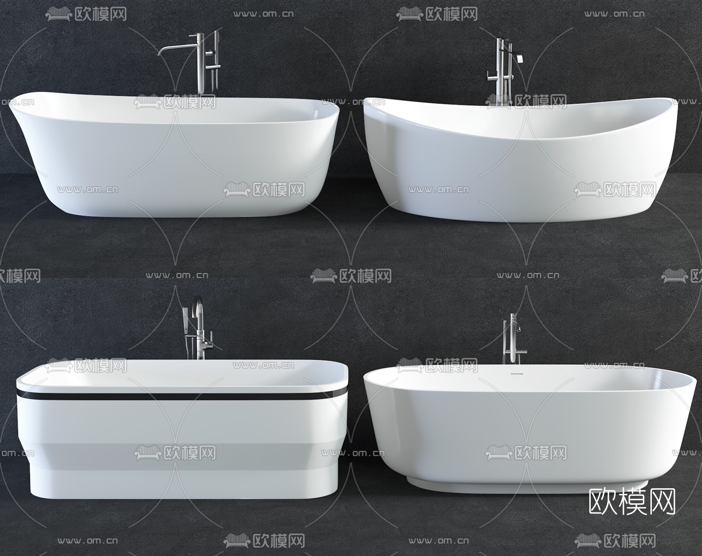 现代浴缸组合3d模型下载