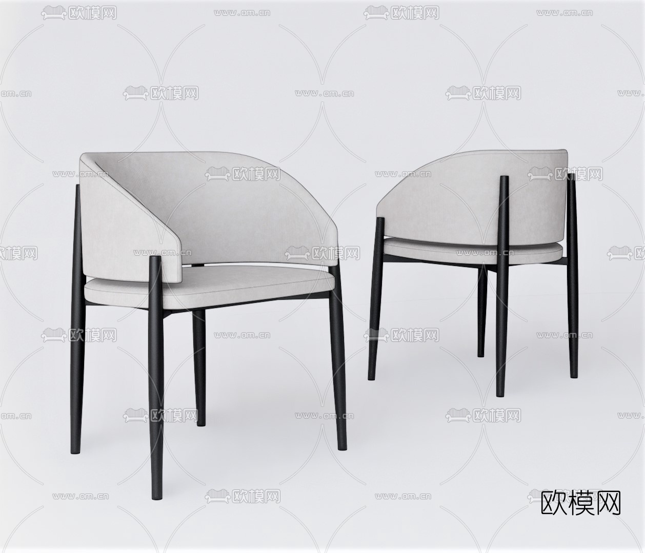 现代布艺休闲椅su模型下载（渲染图1）