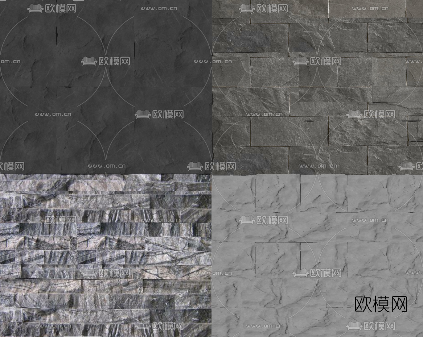 现代文化石背景墙su模型下载