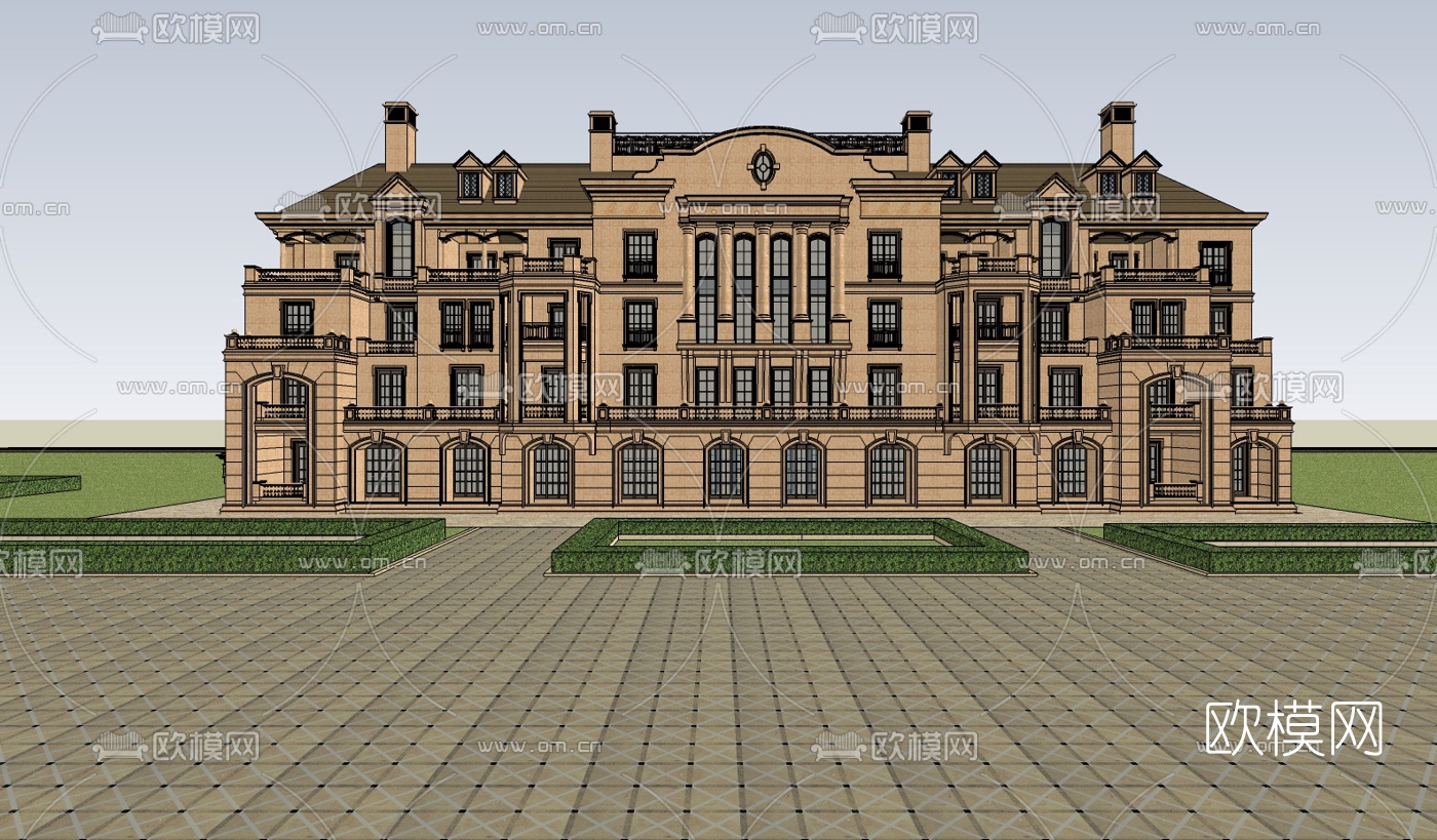 欧式古典酒店su模型下载（渲染图1）
