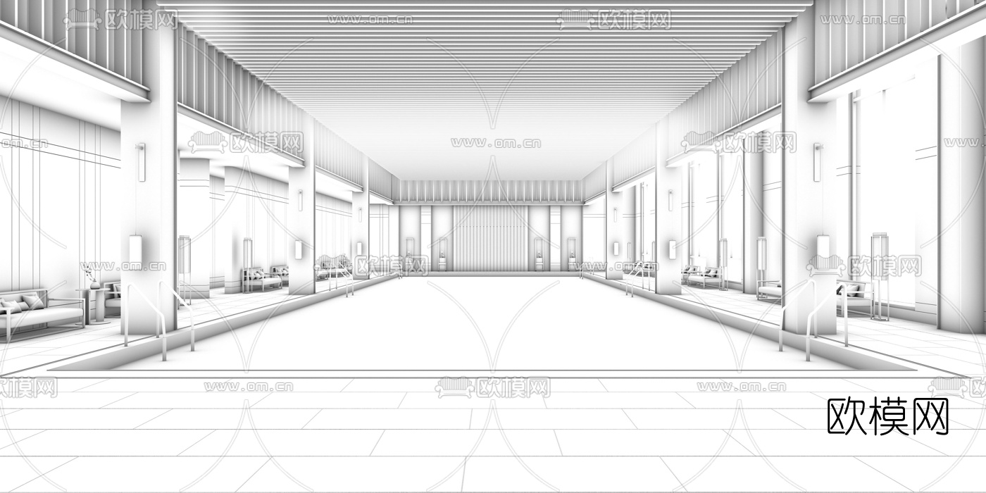 新中式室内游泳池3d模型
