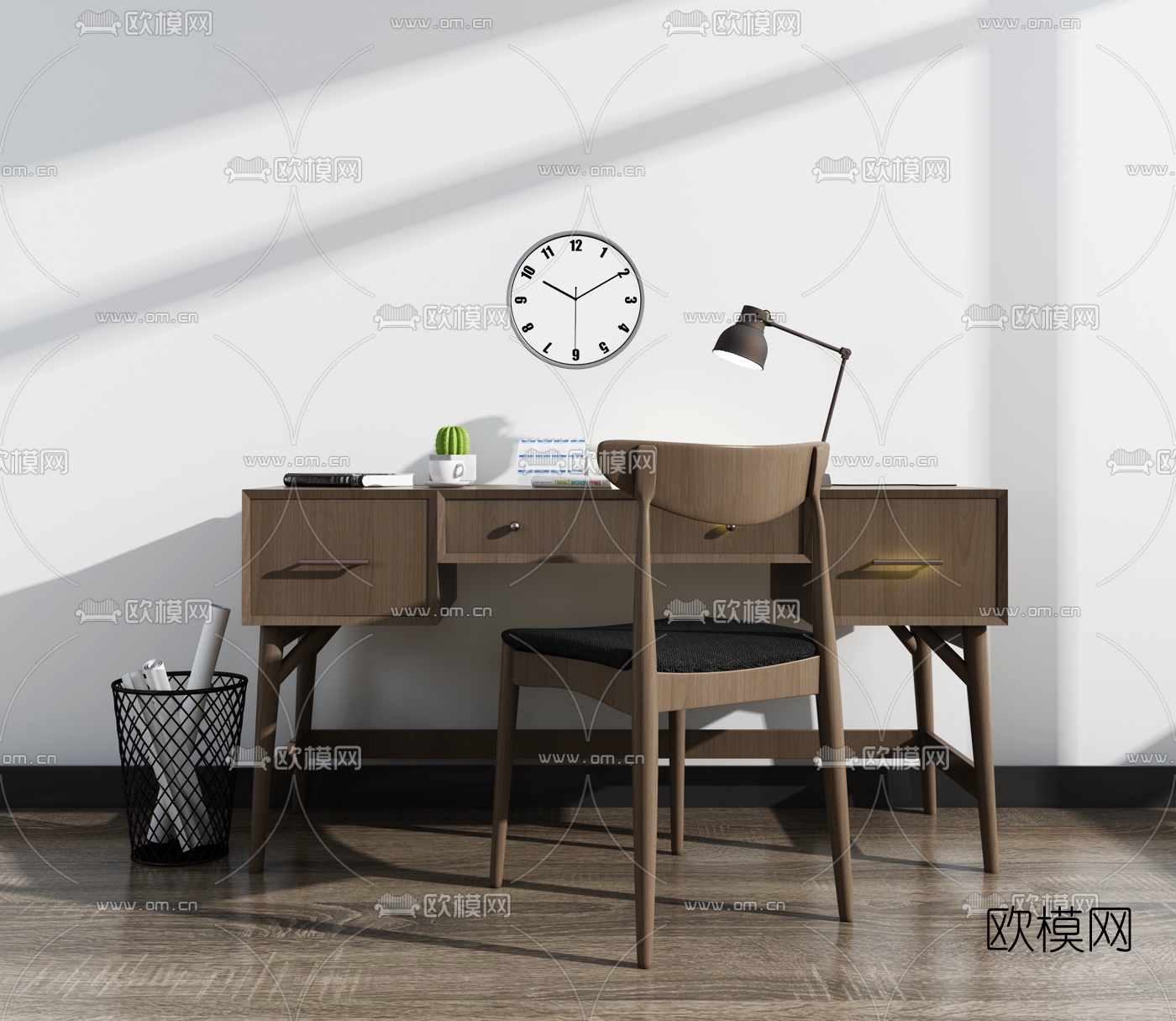 北欧书桌椅3d模型下载（渲染图1）