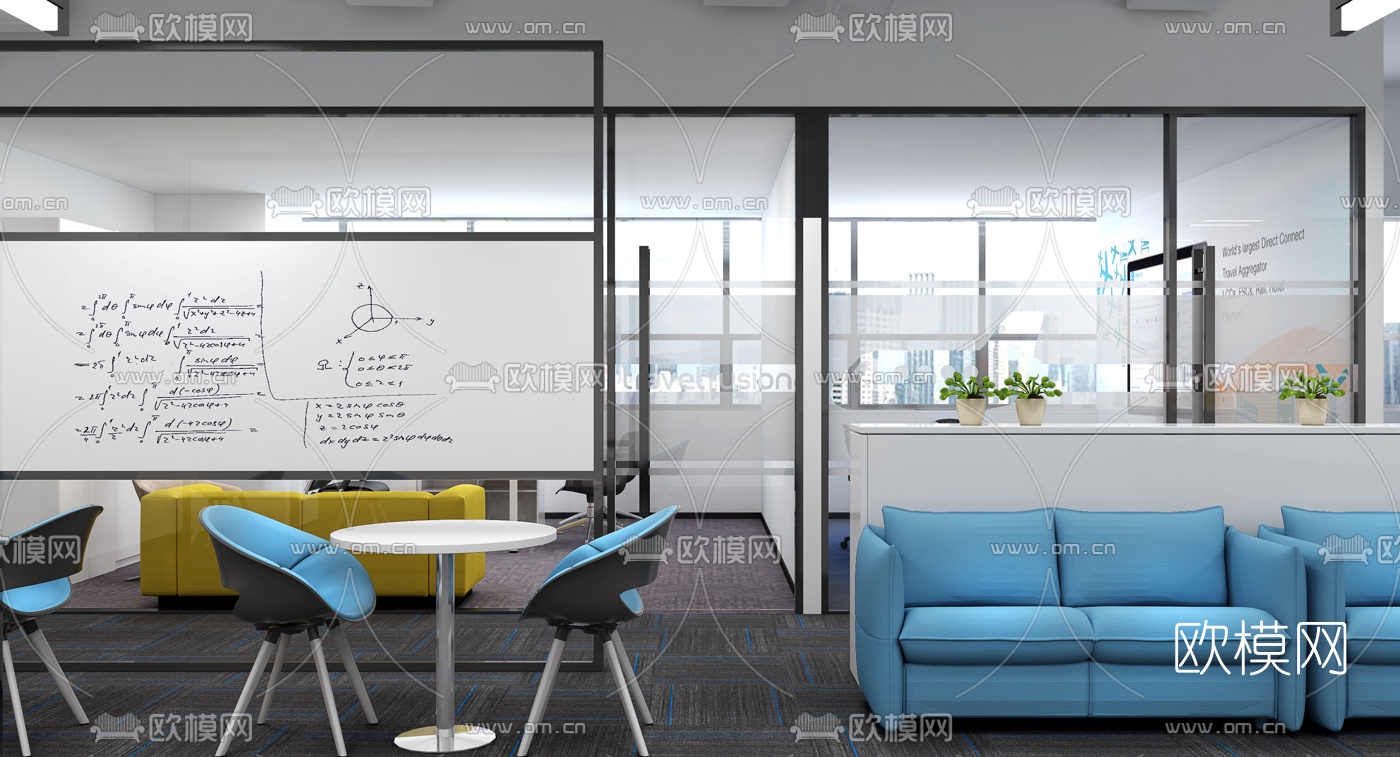 现代办公室3d模型下载（渲染图2）