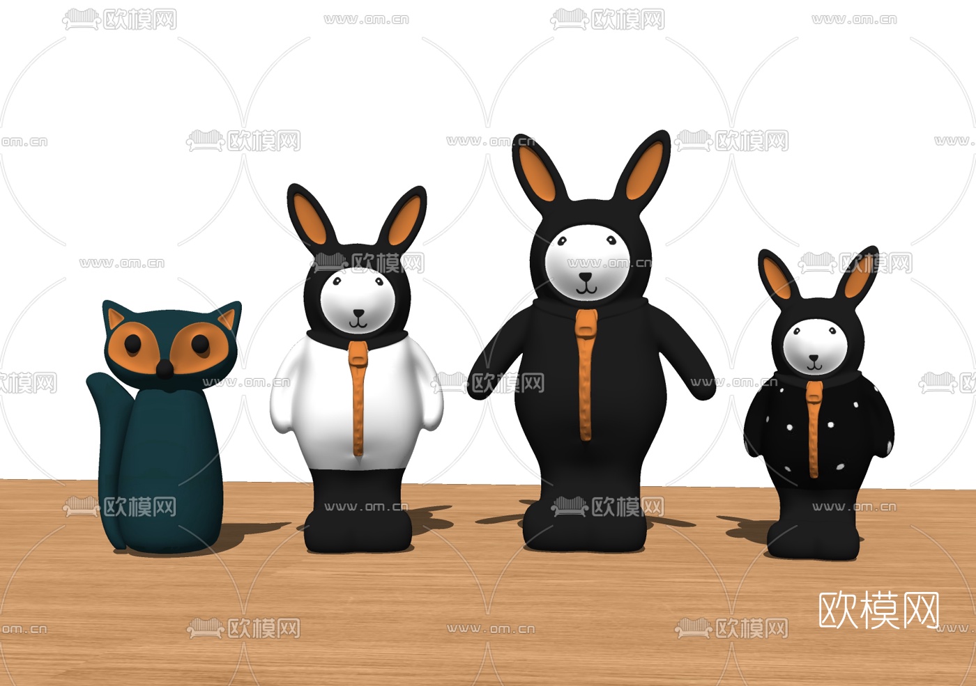 现代兔子人偶玩具su模型下载