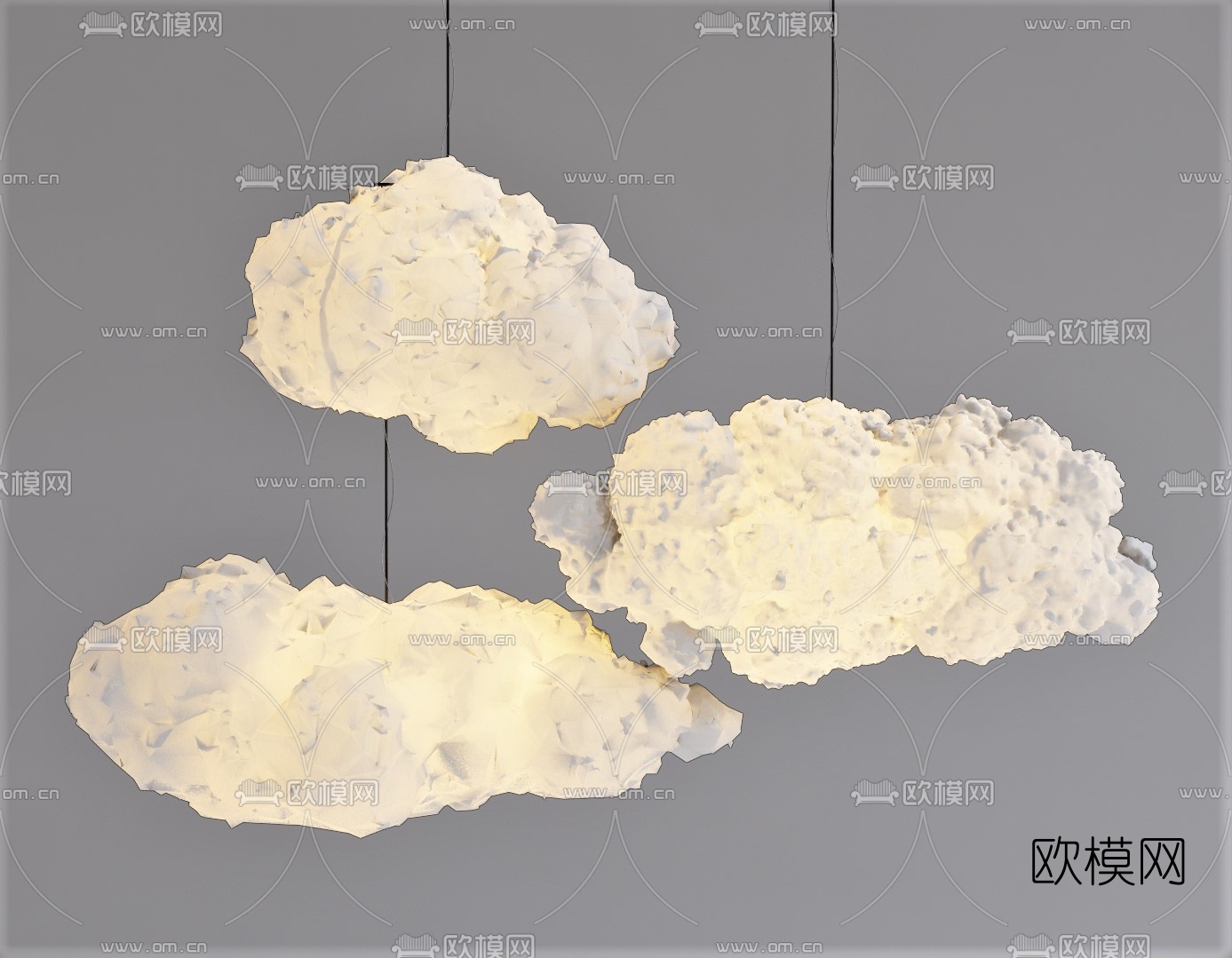 现代棉花装饰吊灯su模型下载（渲染图1）
