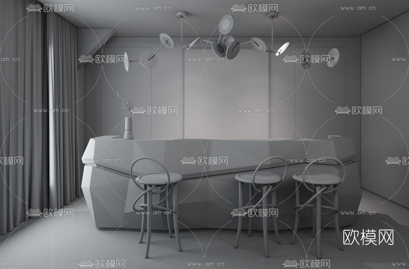 INNEST意巢设计现代 杭州会所吧台区3D模型