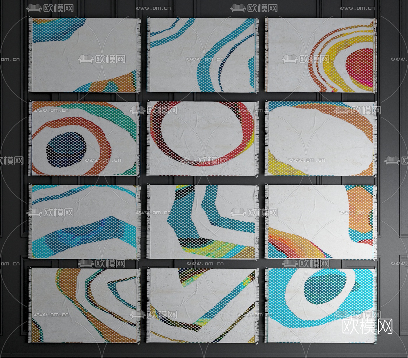 现代布艺地毯组合3d模型下载