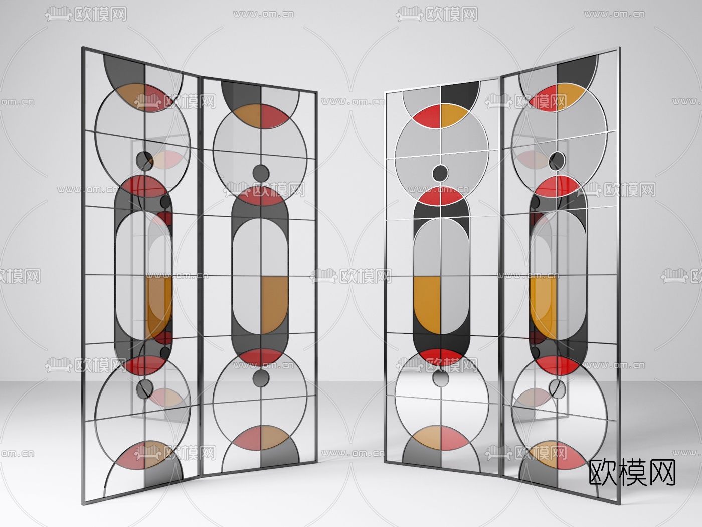 现代玻璃屏风隔断3d模型下载