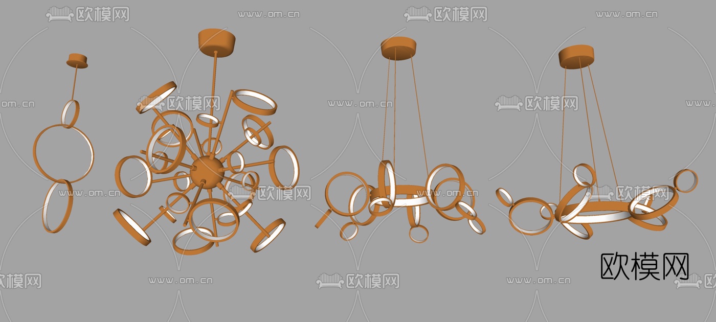 现代金属吊灯组合su模型下载