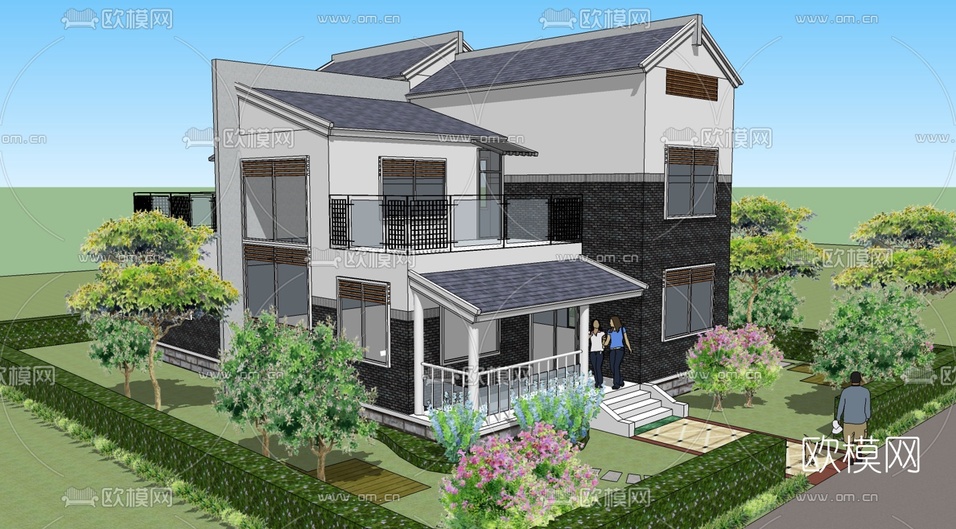 现代别墅免费su模型下载_ID10438500_sketchup模型下载-欧模网