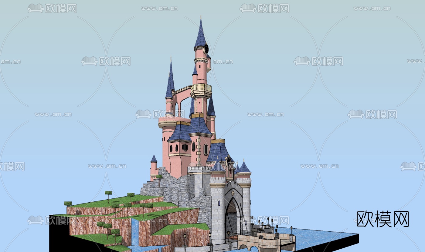 欧式城堡免费su模型下载