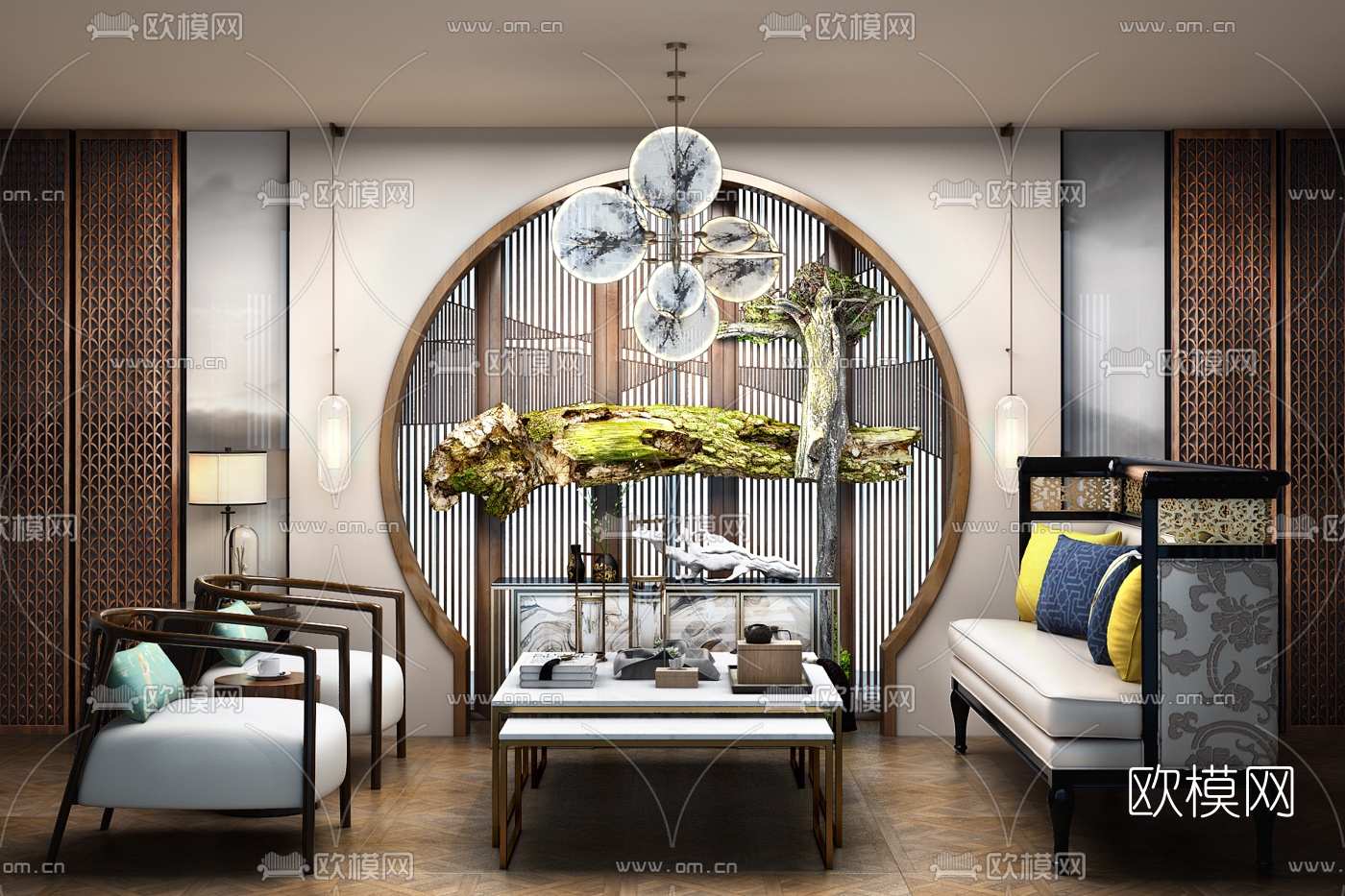 新中式组合沙发3d模型