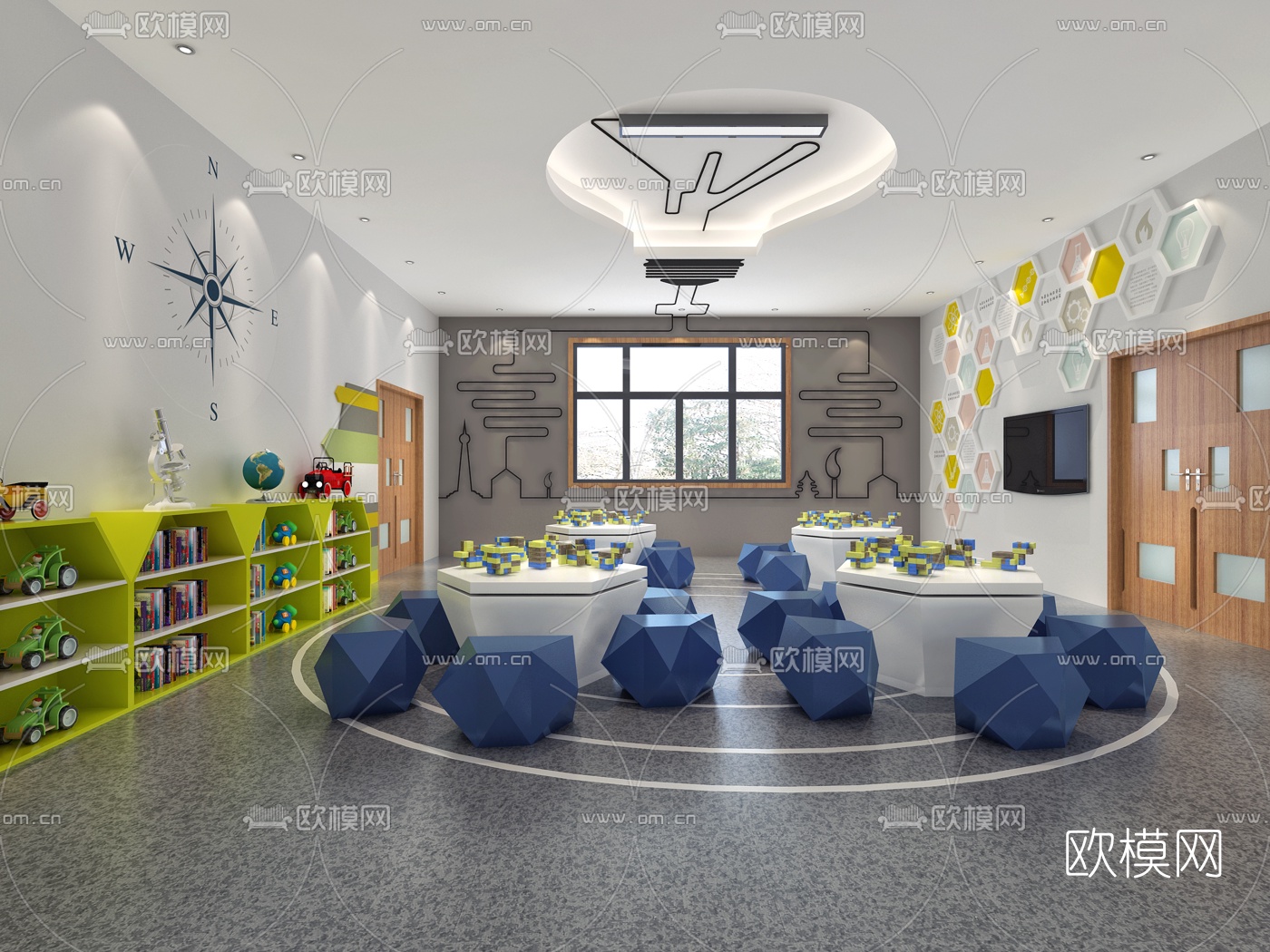 现代幼儿园活动室3D模型