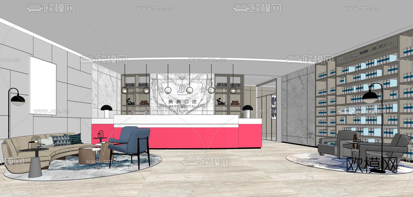 现代办公大堂前台su模型