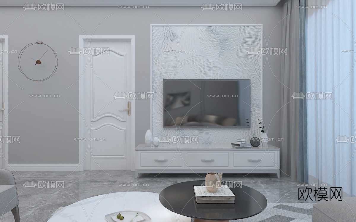 现代简约客厅餐厅免费3d模型