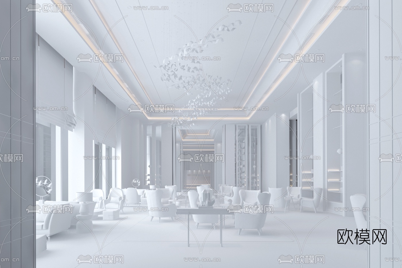 现代售楼洽谈区3d模型下载（渲染图2）