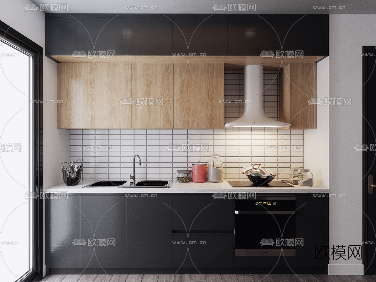北欧客厅餐厅厨房3d模型