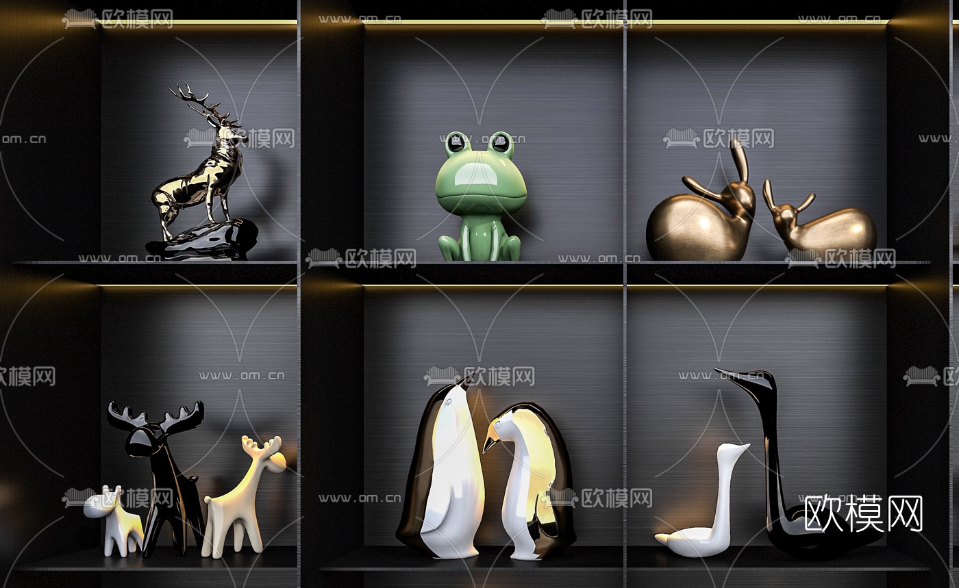 现代动物饰品摆件3d模型