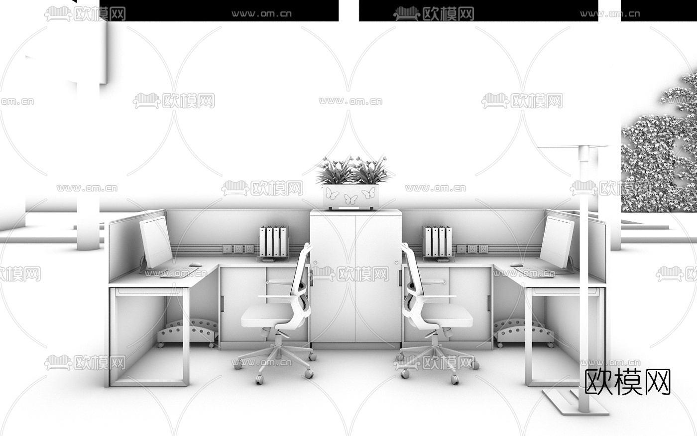 现代卡位办公桌3d模型