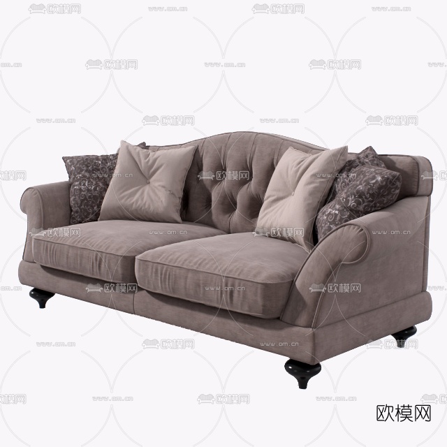 欧式布艺双人沙发3D模型