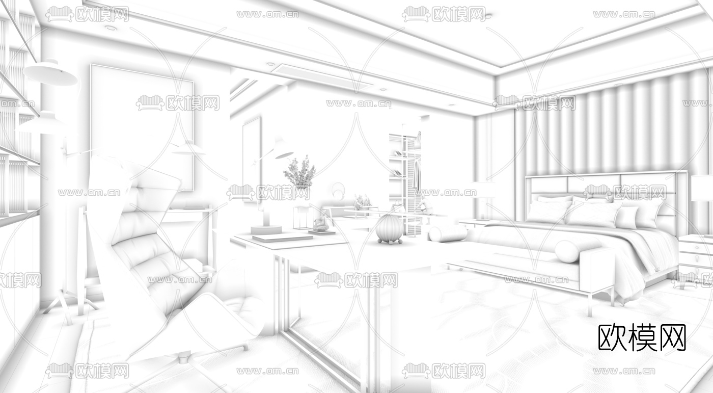 昊泽空间设计 现代卧室3d模型