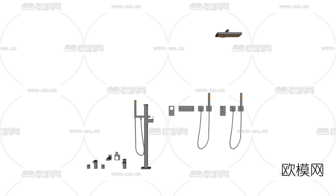 现代水龙头花洒su模型下载（渲染图2）